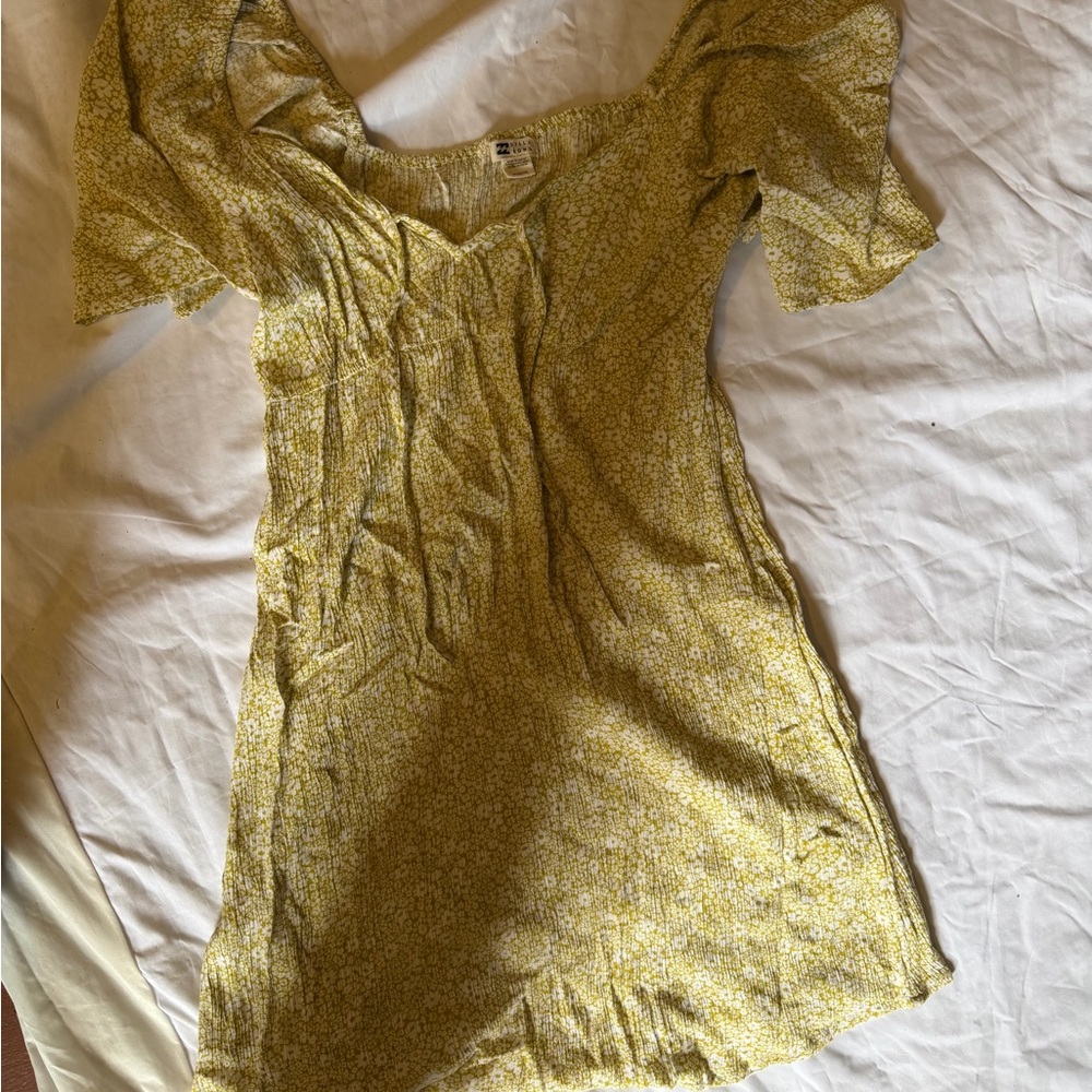 Billabong Green and White Floral Mini Dress